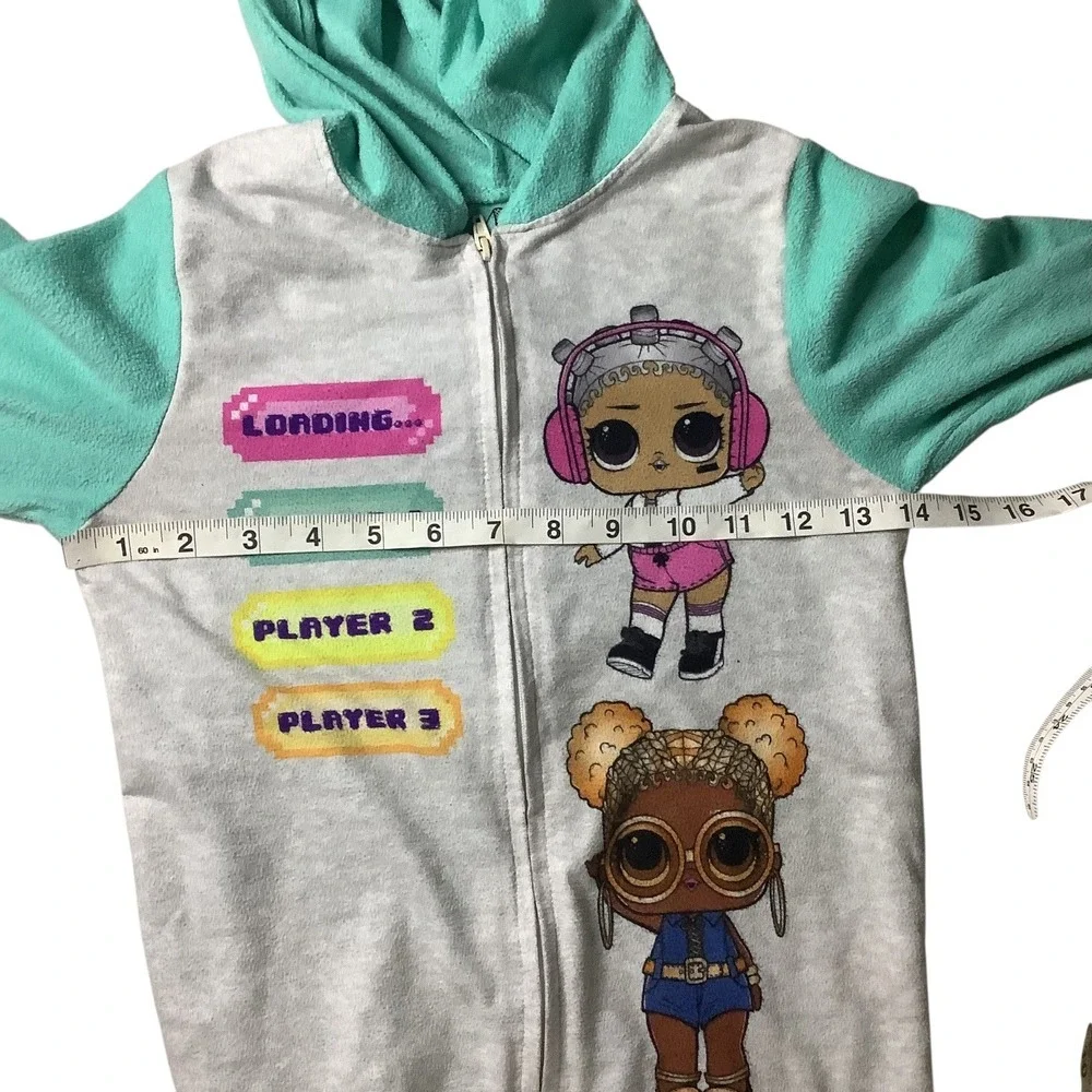LOL Surprise Girls Hooded Union Suit One Piece Pajamas Size‎ Small Zip Front